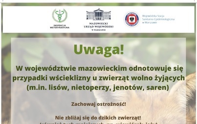 Zdjęcie do Kolejne przypadki wścieklizny u zwierząt na terenie wojew&oacute;dztwa mazowieckiego