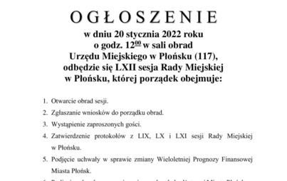 Zdjęcie do LXII sesja Rady Miejskiej w Płońsku