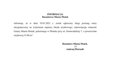 Zdjęcie do Informacja Burmistrza Miasta Płońsk