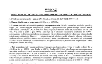 Zdjęcie do WYKAZ NIERUCHOMOŚCI PRZEZNACZONEJ DO SPRZEDAŻY W DRODZE BEZPRZETARGOWEJ