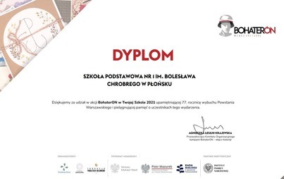 Zdjęcie do Podziękowanie za udział w akcji "BohaterON" dla SP1