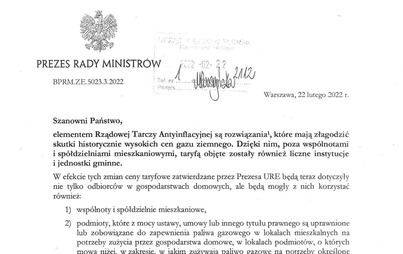 Zdjęcie do Rządowa Tarcza Antyinflacyjna - ceny taryfowe gazu