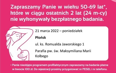 Zdjęcie do Bezpłatne badania mammograficzne