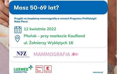 Zdjęcie do Bezpłatne badania mammograficzne dla Pań w wieku 50-69 lat