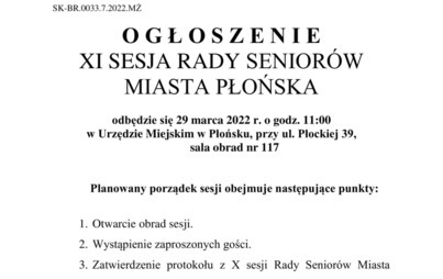 Zdjęcie do XI Sesja Rady Senior&oacute;w Miasta Płońska