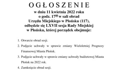 Zdjęcie do LXVII sesja Rady Miejskiej w Płońsku
