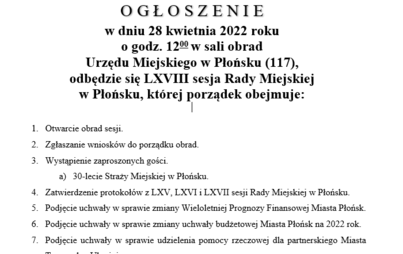 Zdjęcie do LXVIII sesja Rady Miejskiej  w Płońsku