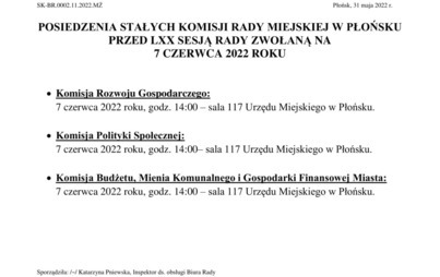 Zdjęcie do Posiedzenia Stałych Komisji Rady Miejskiej W Płońsku