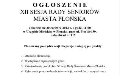 Zdjęcie do XII sesja Rady Senior&oacute;w Miasta Płońska 
