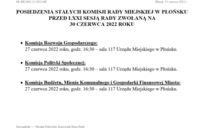 Zdjęcie do Posiedzenia Stałych Komisji Rady Miejskiej W Płońsku Przed LXXI Sesją Rady