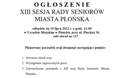 Zdjęcie do XIII sesja Rady Senior&oacute;w Miasta Płońska 