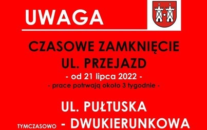 Zdjęcie do Komunikat ZDiM dot. zmiany organizacjo ruchu 