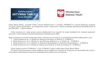 Zdjęcie do Płońskie szkoły z dofinansowaniem na pomoce dydaktyczne