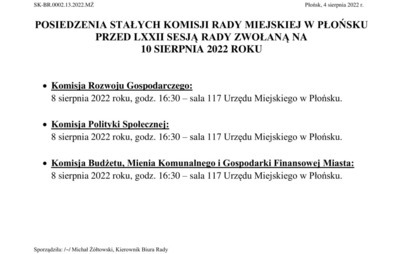 Zdjęcie do Posiedzenie Stałych Komisji Rady Miejskiej przed LXXII sesją Rady