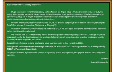 Zdjęcie do Remont Szkoły Podstawowej nr 1 im. Bolesława Chrobrego w Płońsku 