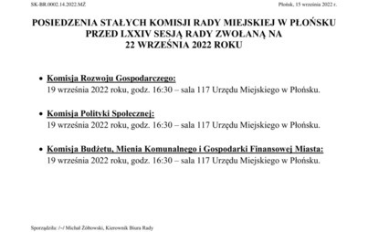 Zdjęcie do Posiedzenie Stałych Komisji Rady Miejskiej przed LXXIV sesją Rady