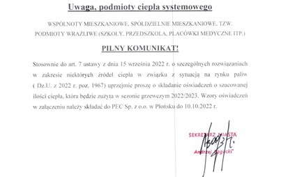 Zdjęcie do Składanie oświadczeń o szacowanej ilości ciepła