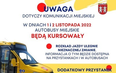 Zdjęcie do Uwaga - dotyczy komunikacji miejskiej w dniu 1 i 2 listopada 2022 r. 