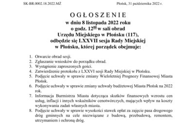 Zdjęcie do LXXVII sesja Rady Miejskiej w Płońsku