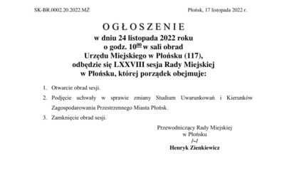 Zdjęcie do LXXVIII sesja Rady Miejskiej w Płońsku