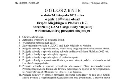 Zdjęcie do LXXIX sesjach Rady Miejskiej