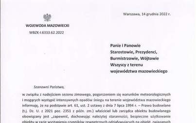 Zdjęcie do Pismo Wojewody Mazowieckiego