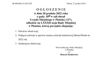 Zdjęcie do  LXXXII sesja Rady Miejskiej w Płońsku