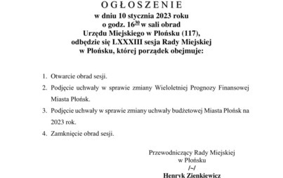 Zdjęcie do LXXXIII sesja Rady Miejskiej w Płońsku