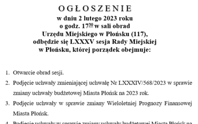 Zdjęcie do LXXXV sesja Rady Miejskiej w Płońsku