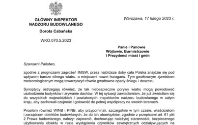 Zdjęcie do SILNE WIATRY - pismo GINB