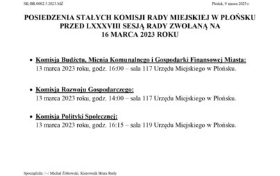 Zdjęcie do Posiedzenie Stałych Komisji Rady Miejskiej przed LXXXVIII sesją Rady