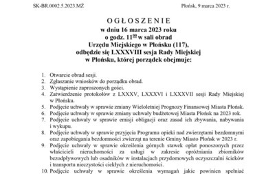 Zdjęcie do  LXXXVIII Sesja Rady Miejskiej w Płońsku