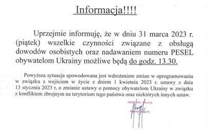 Zdjęcie do Informacja dot. obsługi obywateli Ukrainy 