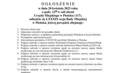 Zdjęcie do LXXXIX Sesja Rady Miejskiej w Płońsku