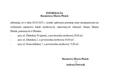 Zdjęcie do Ogłoszenie - przetargi ustne nieograniczone na wyłonienie najemc&oacute;w lokali użytkowych