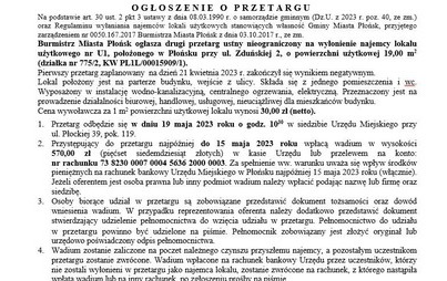 Zdjęcie do Drugi przetarg ustny nieograniczony na wyłonienie najemcy lokalu użytkowego nr U1, położonego w Płońsku przy ul. Zduńskiej 2