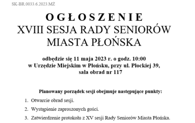 Zdjęcie do XVIII Sesja Rady Senior&oacute;w Miasta Płońska