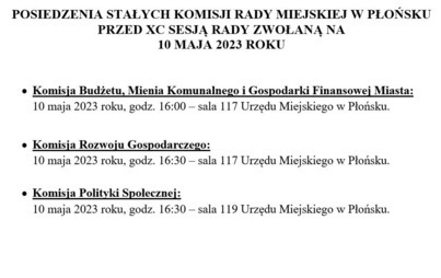 Zdjęcie do Posiedzenia Stałych Komisji Rady Miejskiej w Płońsku przed XC sesją rady