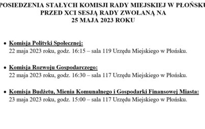 Zdjęcie do POSIEDZENIA STAŁYCH KOMISJI RADY MIEJSKIEJ W PŁOŃSKU PRZED XCI SESJĄ RADY