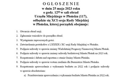 Zdjęcie do XCI sesja Rady Miejskiej w Płońsku