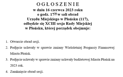 Zdjęcie do XCIII sesja Rady Miejskiej 