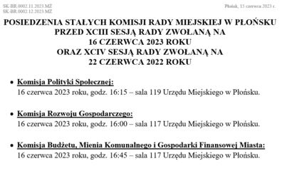 Zdjęcie do POSIEDZENIA STAŁYCH KOMISJI RADY MIEJSKIEJ W PŁOŃSKU