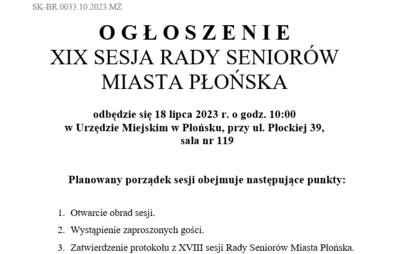 Zdjęcie do XIX SESJA RADY SENIOR&Oacute;W MIASTA PŁOŃSKA