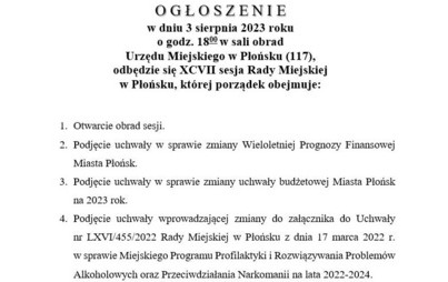 Zdjęcie do XCVII sesja Rady Miejskiej w Płońsku