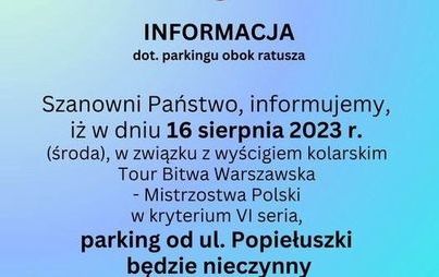 Zdjęcie do Informacja dotyczaca parkingu obok ratusza