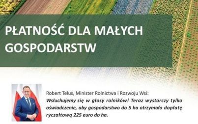 Zdjęcie do Komunikat ARiMR. Płatność 225 euro/ha dla małych gospodarstw zamiast płatności bezpośrednich