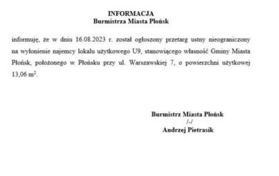 Zdjęcie do Przetarg ustny nieograniczony na wyłonienie najemcy lokalu użytkowego U9