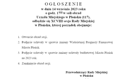 Zdjęcie do XCVIII Sesja Rady Miejskiej w Płońsku