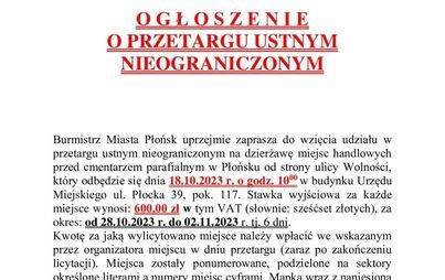 Zdjęcie do UWAGA ważna informacja dot. dzierżawy miejsc handlowych przy cmentarzu
