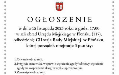 Zdjęcie do CII sesja Rady Miejskiej w Płońsku